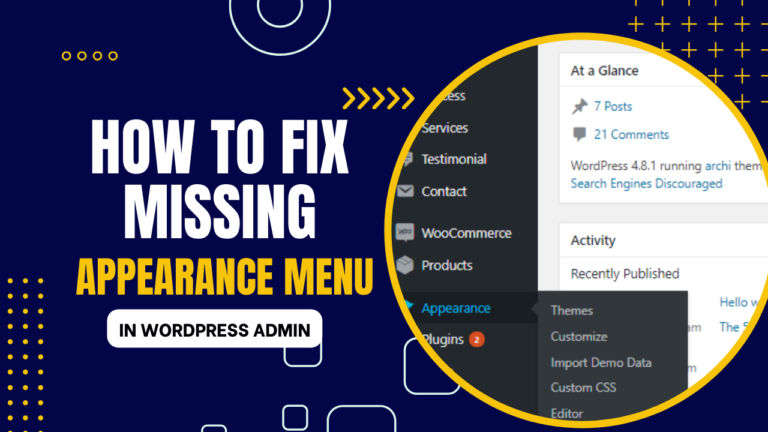 Fix Missing Appearance Menu in WordPress Admin